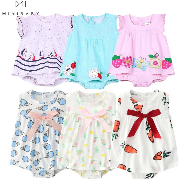 2023 Baby Rompers Summer Baby Girls Clothing Sets Cute Newborn Baby Clothes Toddler Baby Girl Clothes Roupa Infant Jumpsuits