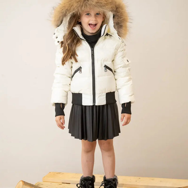 AS Winter kids Down Jackets bomber design coats with nature fur